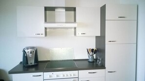Apartment, 1 Bedroom (2) | Private kitchen | Fridge, microwave, oven, stovetop - Ferienwohnungen Peitz (Peitz)