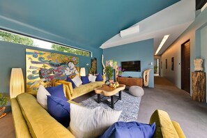 Smart TV, DVD player, books, video library