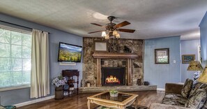 Fireplace, DVD player