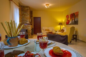 House | Living area | Flat-screen TV, fireplace - Persephone Cottage - Enhance Your Senses (Platres)