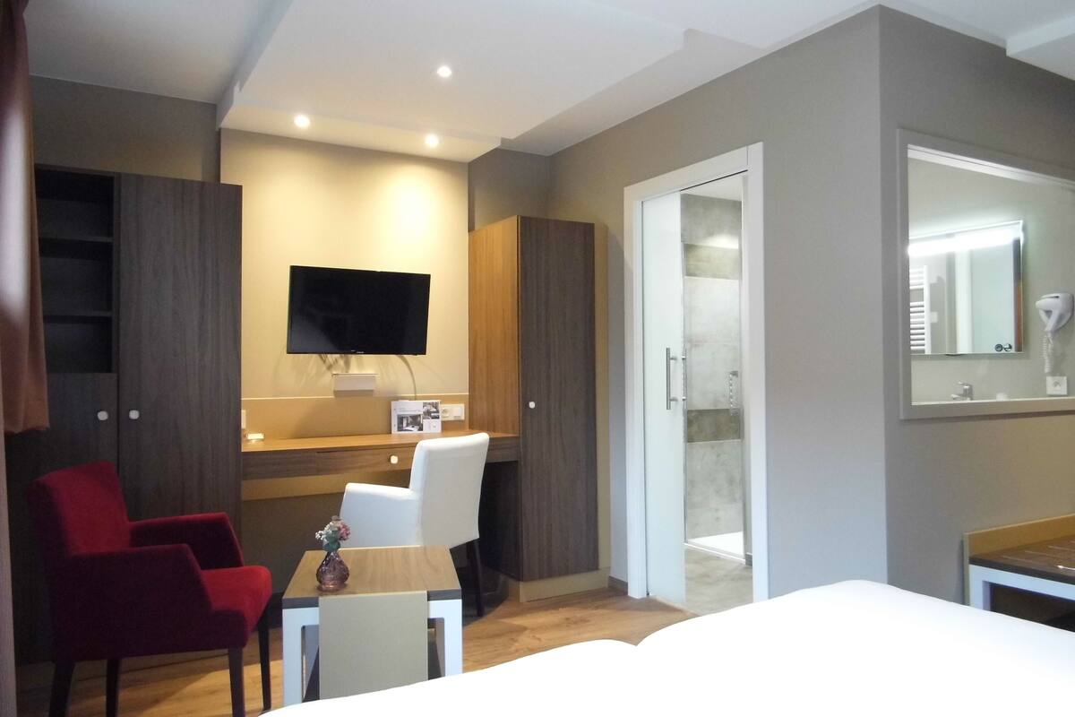 superior double or twin room | living area | 80-cm flat-screen tv with satellite channels, tv