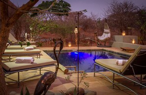 Outdoor pool, pool umbrellas, sun loungers - Ukuthula Bush Lodge (Hoedspruit)