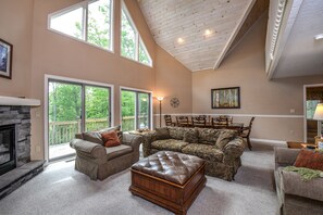 Televisión 42 pulgadas con canales de televisión por cable, chimenea