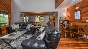 House, Multiple Beds, Hot Tub | Living room | TV, fireplace - Toasted Marshmallow Lodge (McHenry)