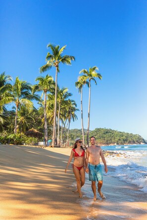 A beach with palm trees and a clear sky. - Amaca Beach Retreat - Puerto Vallarta South Shore (Quimixto)