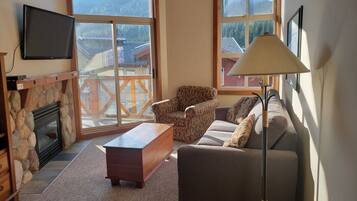 Télévision, cheminée, lecteur de DVD