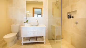 Luxury Room | Bathroom | Shower, free toiletries, hair dryer, towels