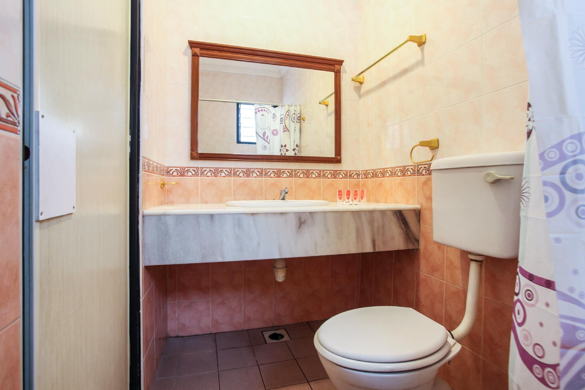 تجهيزات دش، دُش غزير، مستلزمات مجانية للعناية الشخصية، مراحيض شطف