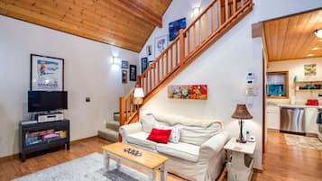 Villa (1 Bedroom) | Living room | Fireplace, DVD player