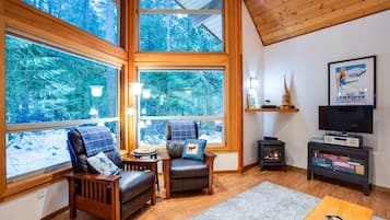 Villa (1 Bedroom) | Living room | Fireplace, DVD player