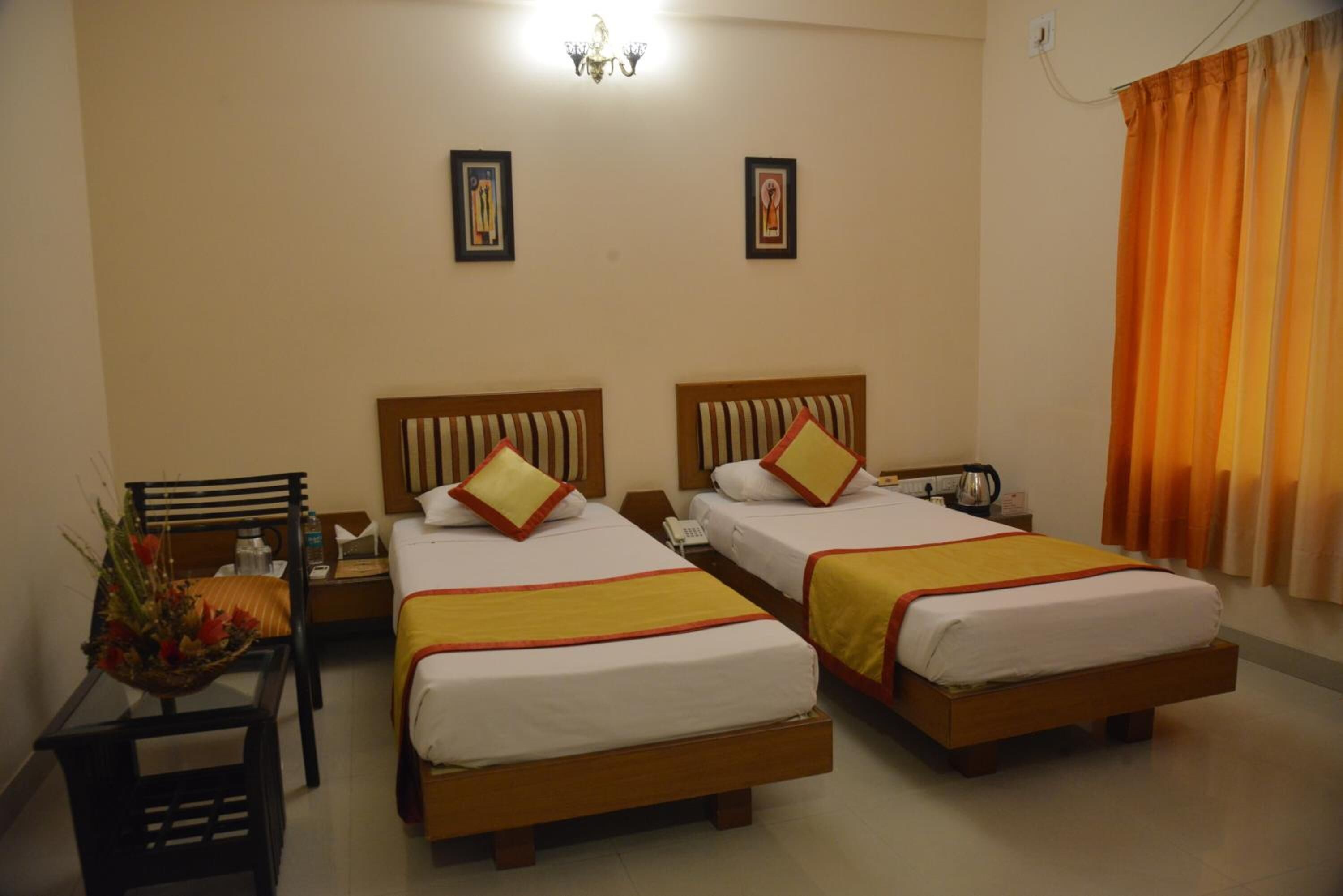 Desk, laptop workspace, blackout curtains, soundproofing