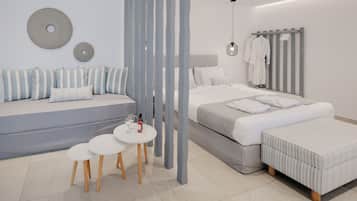 Suite Deluxe, vista mare | 1 camera, una cassaforte in camera, una scrivania, insonorizzazione
