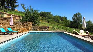 SĂŠsonbestemt udendĂžrs pool, parasoller, liggestole