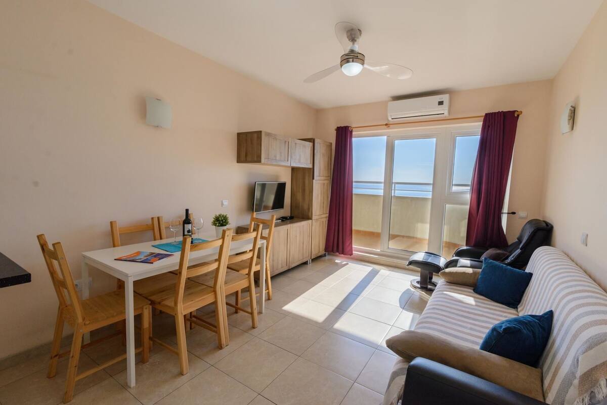 Apartment, 2 Bedrooms, Terrace, Sea View | Living room | 1-cm TV with cable channels
