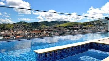 Indoor pool, outdoor pool, sun loungers