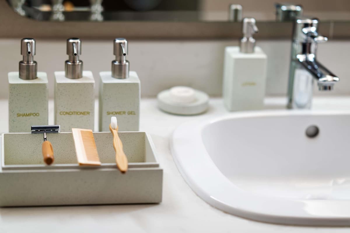 Eco-friendly toiletries, hair dryer, bathrobes, slippers