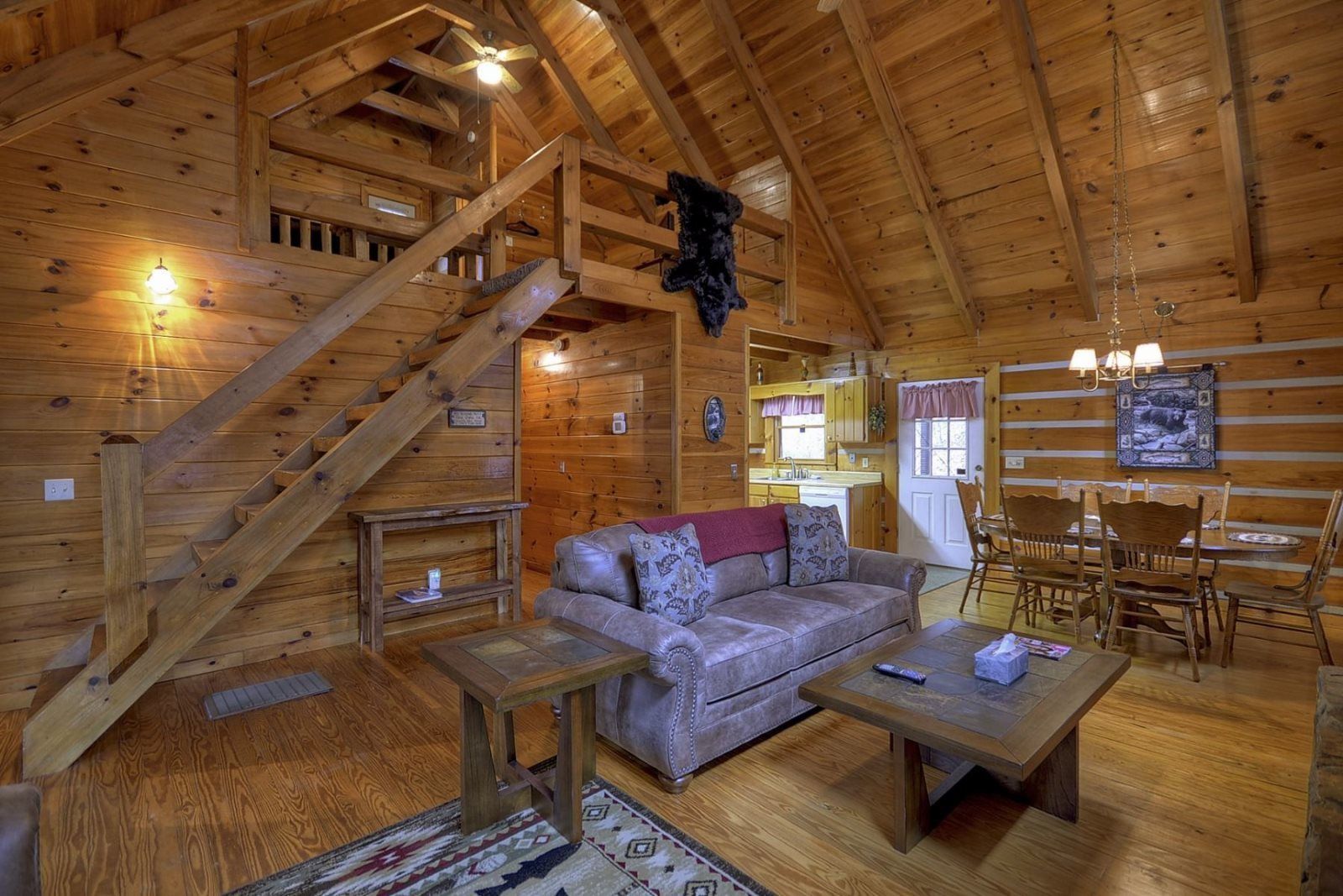Cabin | Living room | Flat-screen TV, fireplace, DVD player