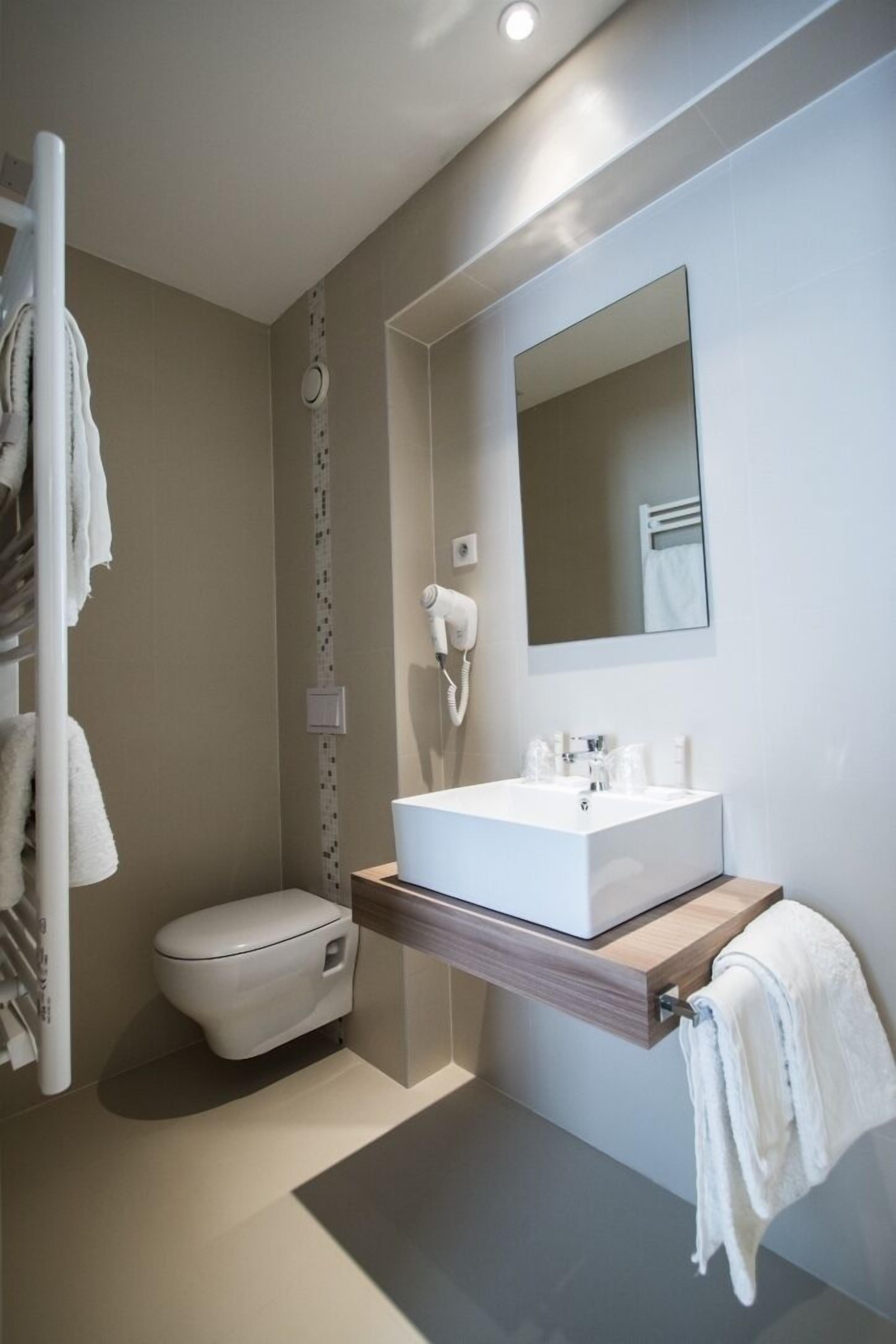 free toiletries, hair dryer, towels