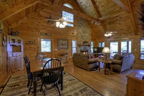 Cabin | Living room | Flat-screen TV, fireplace, DVD player