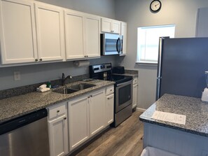 Fridge, microwave, stovetop, dishwasher