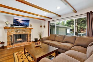House, Multiple Beds, Hot Tub, Mountain View (1729) | Living area | Fireplace - Mountain FUN #1729 (Big Bear Lake)