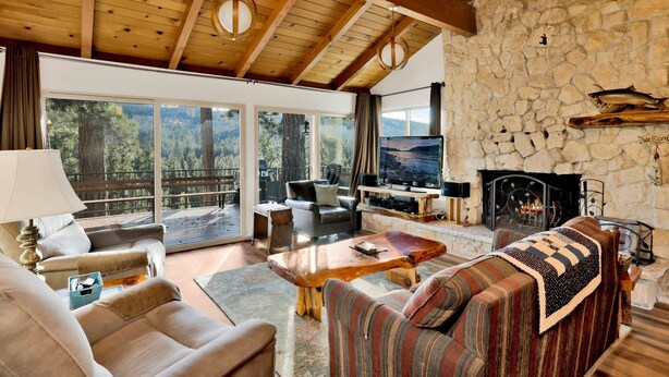 House, Multiple Beds, Patio, Mountain View (1772) | Living area | Fireplace - Scenic Retreat #1772 (Big Bear City)