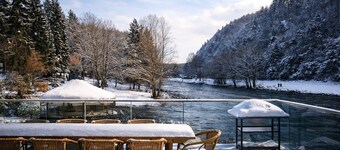 Beautiful waterfront house with heated indoor pool, sauna, terrace.
