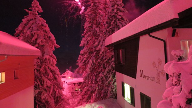 A snow-covered building with a sign that reads "Margaritthli."