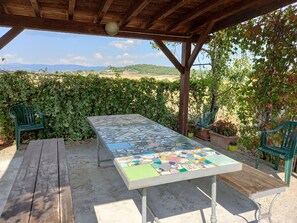 Outdoor dining - Country house, 5/6 p. really private pool A.C. 20 mn beaches facing Elba Island (GAVORRANO)