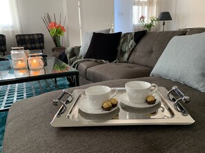 TV connectée, cheminée, livres