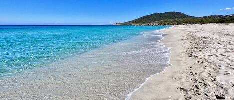 Nær stranden og solsenger