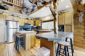 Fridge, microwave, oven, stovetop - Secluded hunting lodge with amazing mounted collection, deck & firepit - dogs OK (New Meadows)