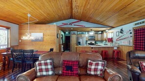 TV, fireplace, video games, DVD player