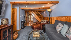 House, 2 Queen Beds, Fireplace | Living room | 42-inch TV with cable channels, fireplace - Owl's Retreat (McHenry)
