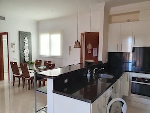 Fridge, microwave, oven, dishwasher