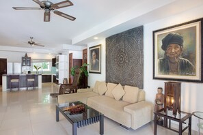 Exclusive Villa | Living area | LCD TV - Tropical Thai Style 4BR Pool Villa Fanny (Rawai)