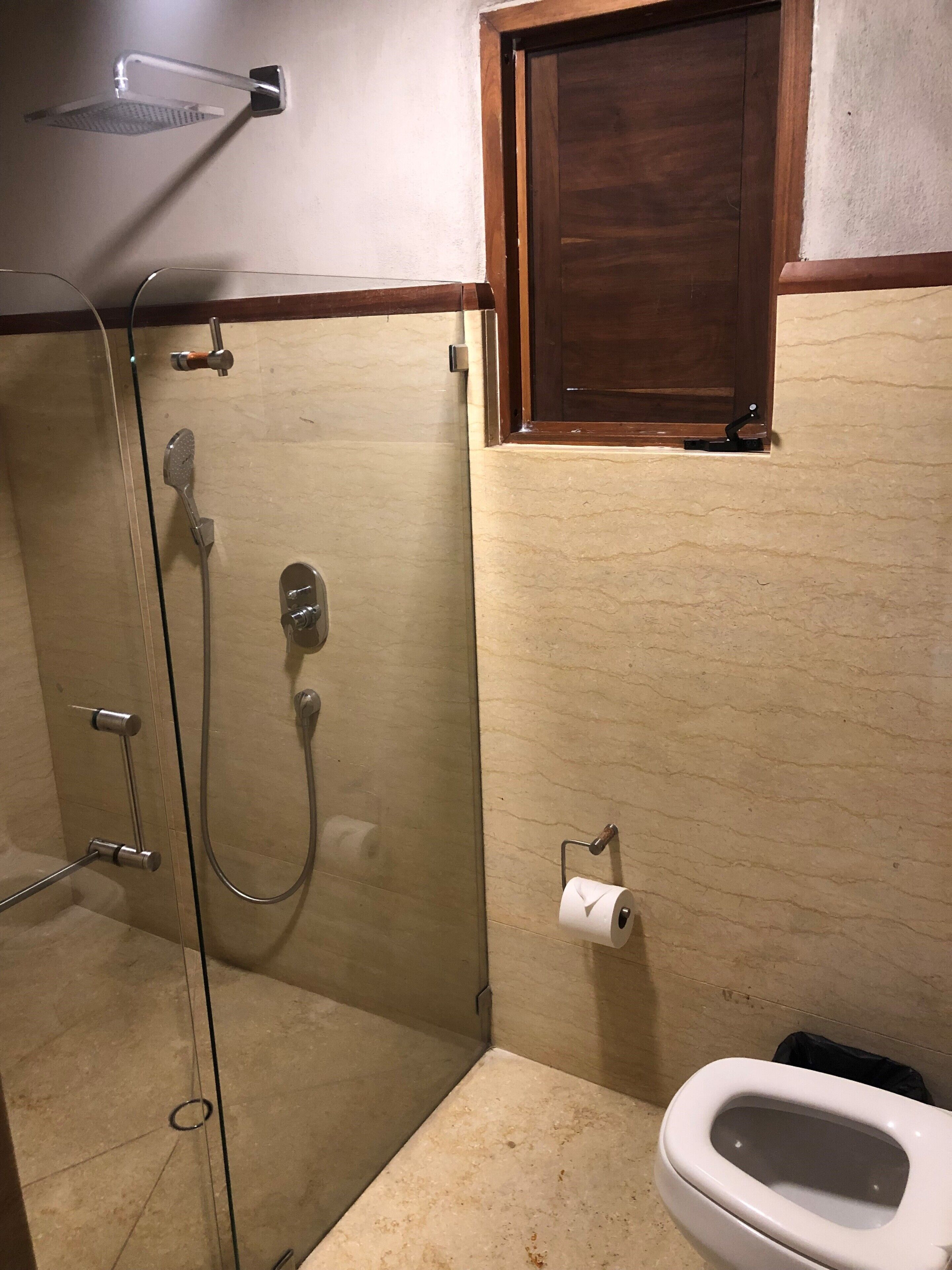 deluxe villa, 2 double beds | bathroom | shower, rainfall showerhead, free toiletries, hair dryer