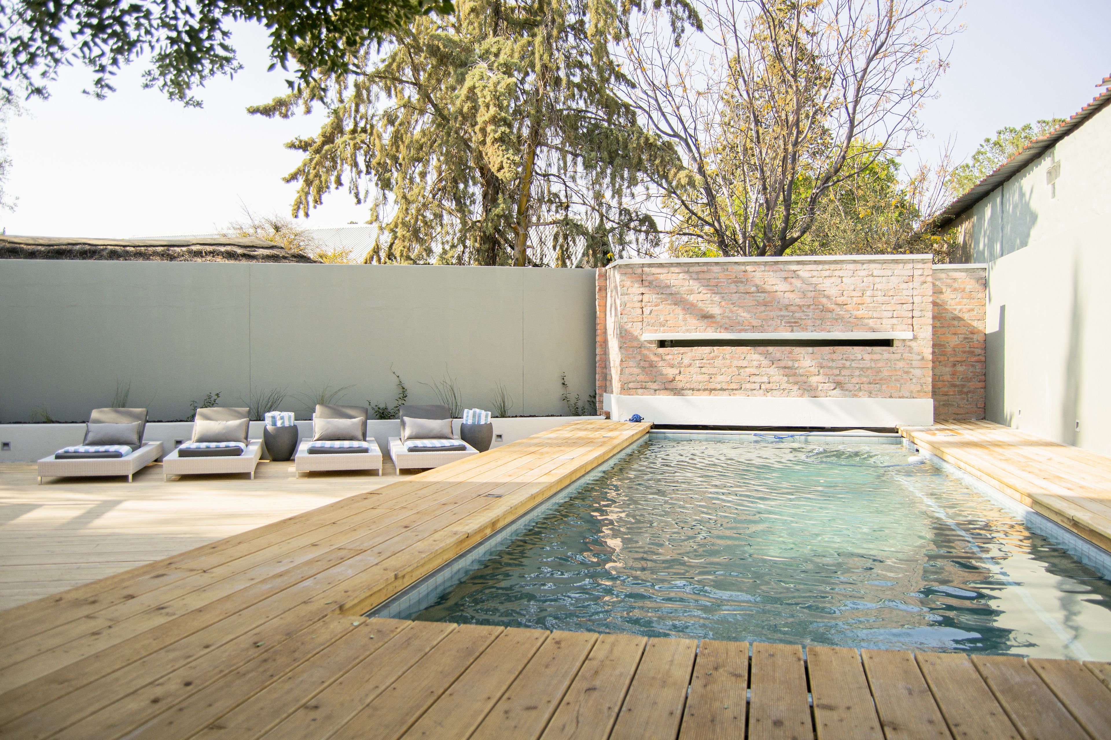 Outdoor pool, pool loungers