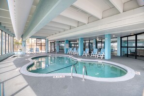 Indoor pool, a heated pool - Oceanfront Waterpointe1 803-3b/2b-Sleeps 6-Balcony-WIFI-TV-Pool-Family Friendly (North Myrtle Beach)