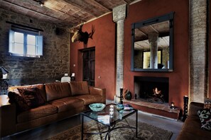 Caminetto, libri, biblioteca musicale