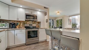 Fridge, microwave, oven, dishwasher