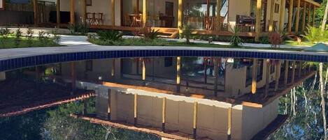 Outdoor pool, sun loungers