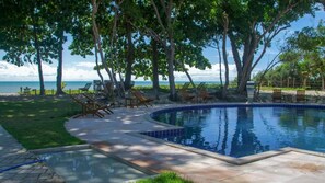 Outdoor pool, sun loungers