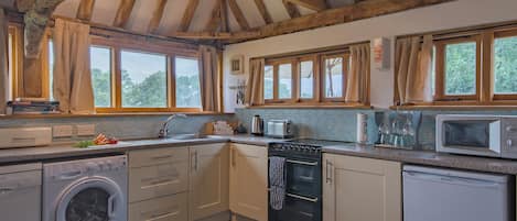 Fridge, oven, dishwasher, highchair
