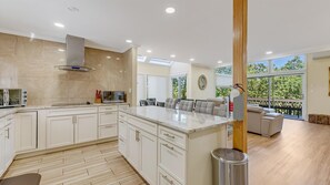 Fridge, microwave, dishwasher, coffee/tea maker