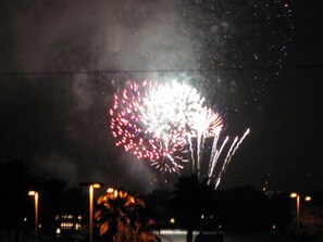 A nighttime scene with fireworks. - Tropical House! Prime location!   Two story with decks and bbq patio.  (San Diego)