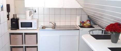 Apartment | Private kitchenette | Full-size fridge, microwave, coffee/tea maker, electric kettle