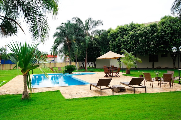 Outdoor pool, pool loungers