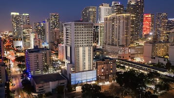 Experience the vibrant city from our high-rise hotel, offering convenient access and a safe, walkable location.