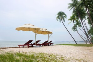 Utsikt mot strand/hav